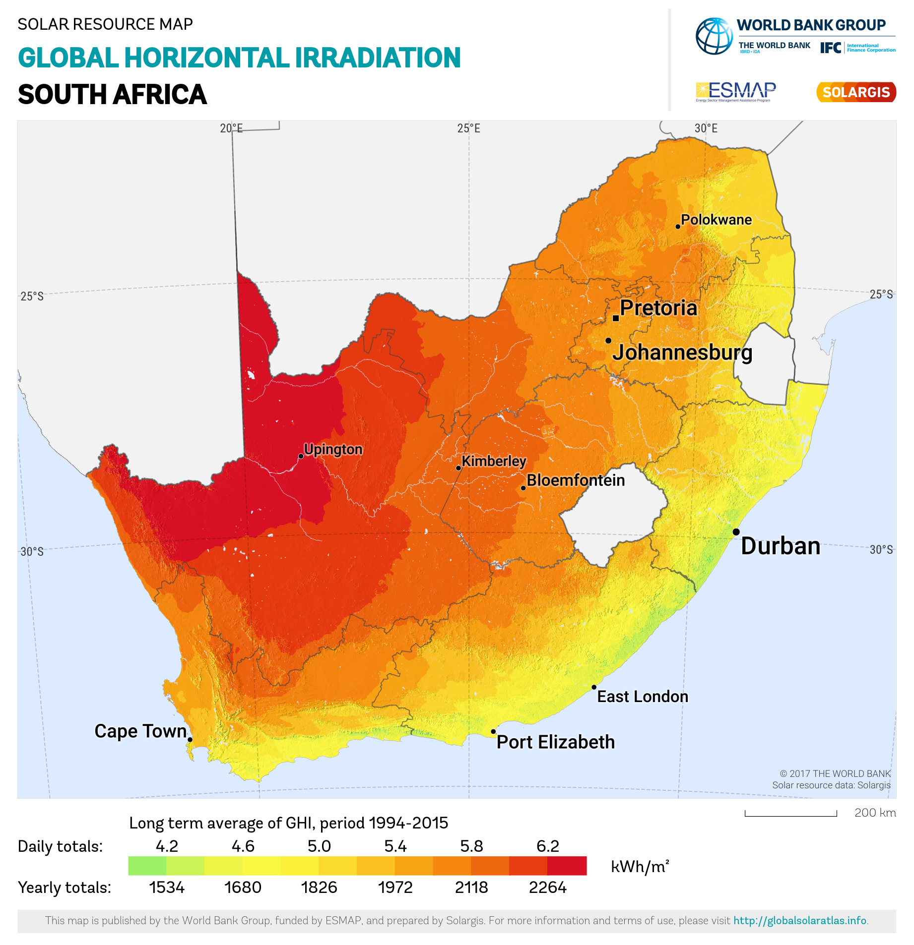 Global Horizontal Irradiation in South Africa 